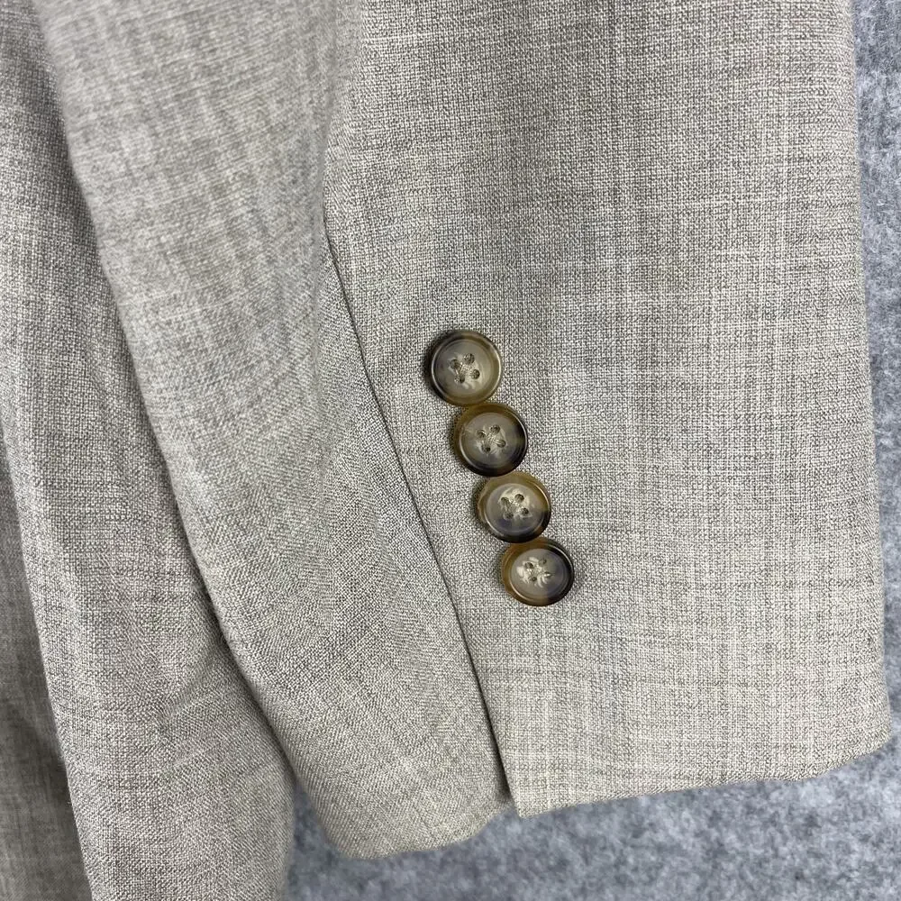 Brooks Brothers‎ Regent Fit Blazer Sport Coat Mens 42R Beige Wool Ramie 2 Button